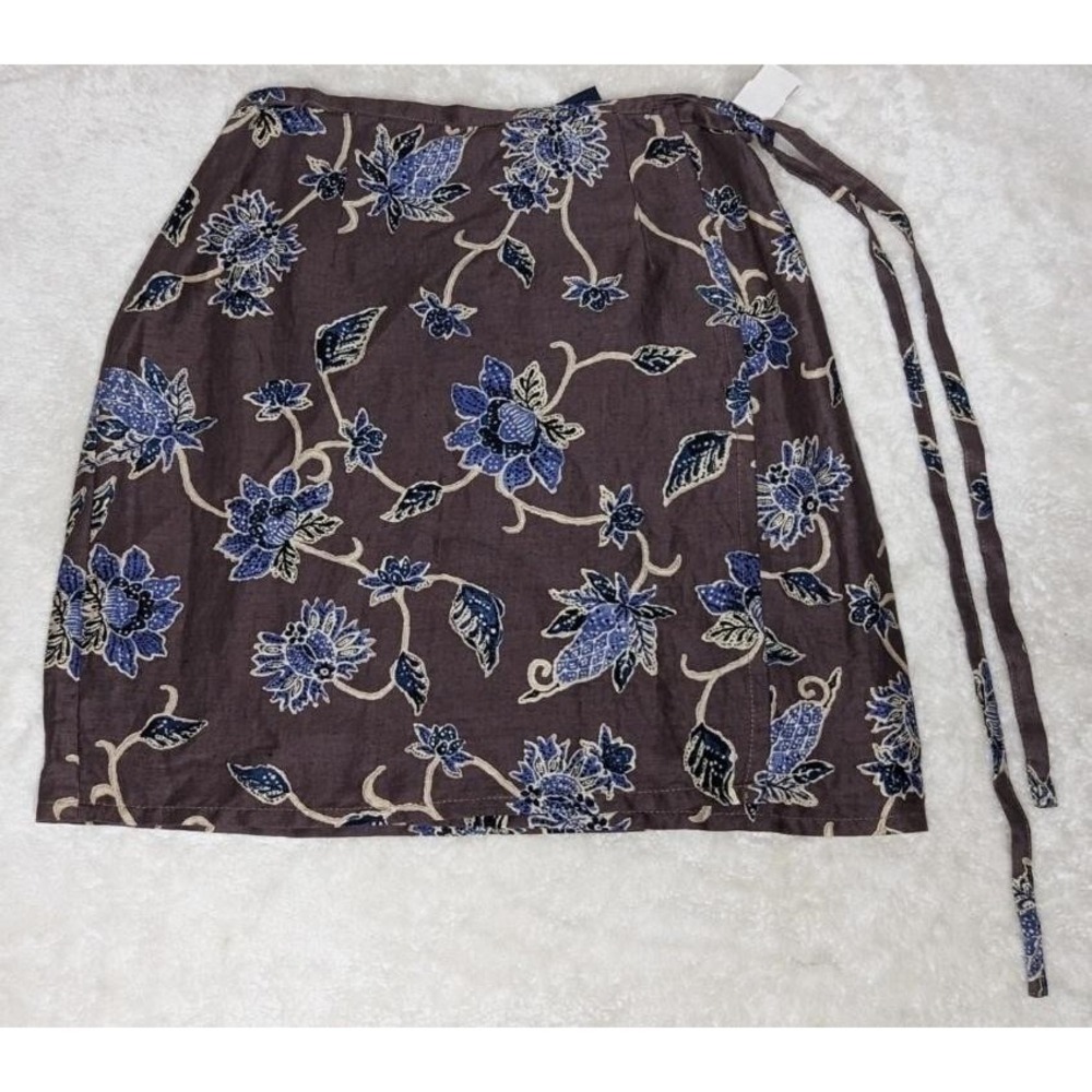 The Limited Skirt Womens 2 Purple Blue Floral Linen Wrap Made In Italy Summer
